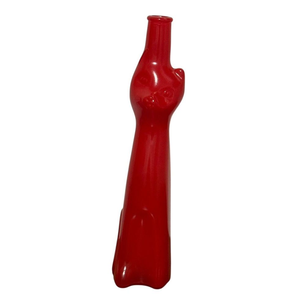 Moselland Happy Cat Riesling Wine Bottle Opaque Red Painted Glass Whimsy 2018